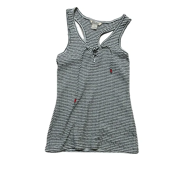Lucky Brand Strip Tank Top Lace Up Racer Back - Picture 1 of 4